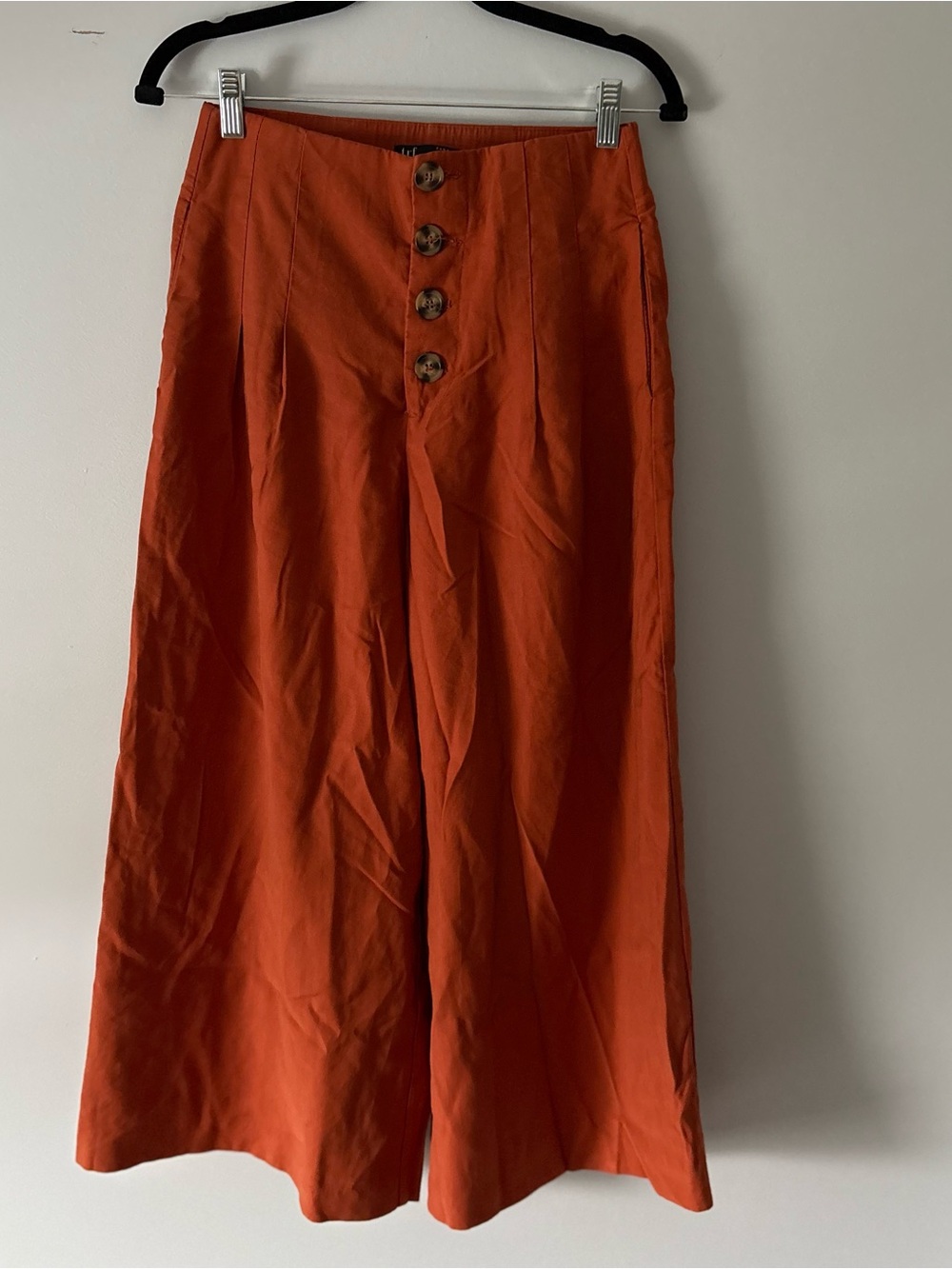Zara TRF Wide-Leg Cropped Trouser in Burnt Orange
